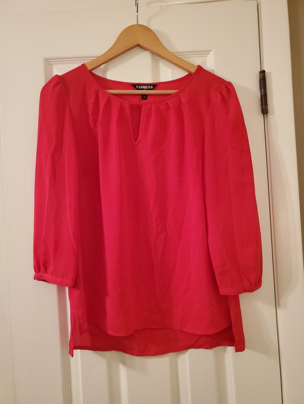 Express Bright Pink Peasant Tunic Top X-small Pink Preowned